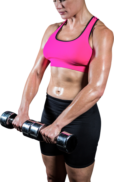 Transparent Fit Woman Lifting Dumbbells in Sports Apparel - Download Free Stock Videos Pikwizard.com