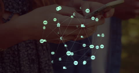 Network Connections and Icons Overlay on Smartphone Use