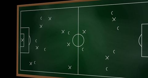 Soccer Strategy Chalkboard with Team Formation Diagram