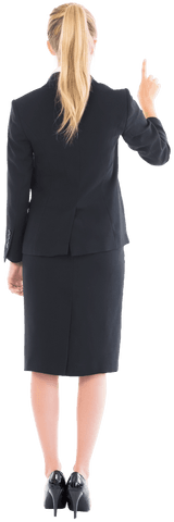 Caucasian Businesswoman Pointing on Transparent Background