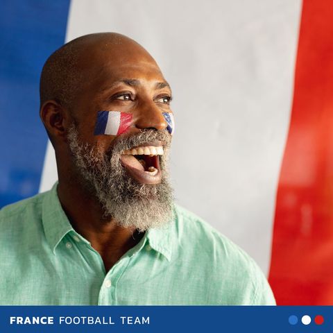 enthusiastic football fan with french face paint - Download Free Stock Templates Pikwizard.com