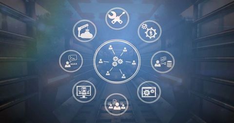 Network Communication Interface with Data and Business Elements - Download Free Stock Images Pikwizard.com