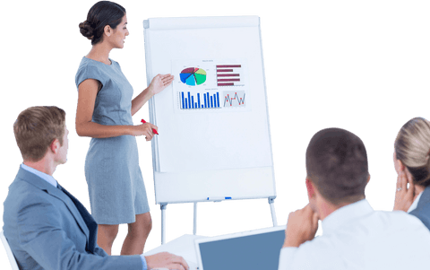 transparent businesswoman presenting statistics in office - Download Free Stock Videos Pikwizard.com