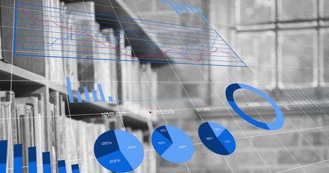 Overlaying Augmented Reality Data Visualizations Over Bookshelf Study Interior