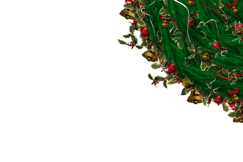 Festive Christmas Wreath with Holly and Bells Transparent Background