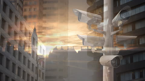 Analyzing Surveillance Cameras Overlooking Cityscape in the Dusk Light