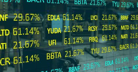 Digital Stock Market Data Overlaid on Busy Office Scene - Download Free Stock Images Pikwizard.com