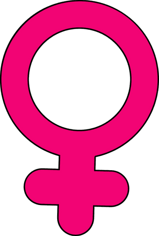 Female gender symbol on transparent background in magenta