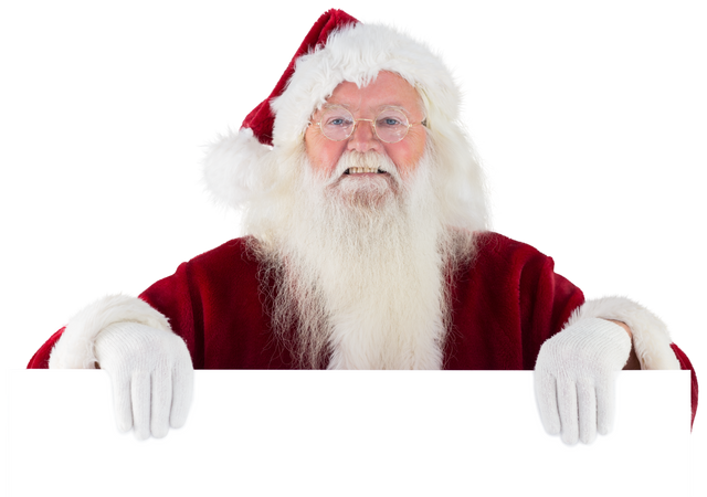 Transparent Santa Looking Over Blank White Sign with Happy Expression - Download Free Stock Videos Pikwizard.com