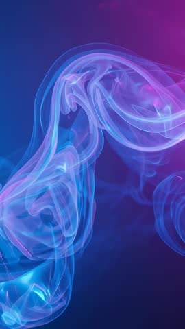 Neon Vapor Ribbon Curling in Blue Purple Gradient Vertical Motion Loop Background Video