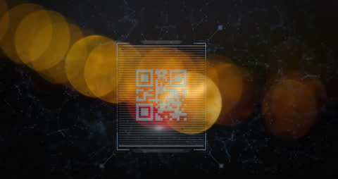 Futuristic QR Code with Digital Connections Background