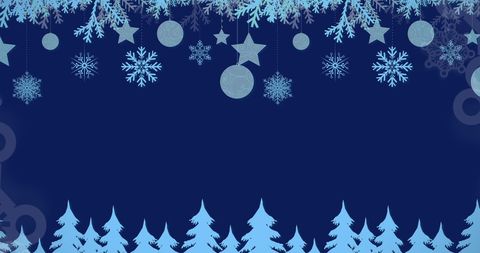 Christmas Snowfall with Star and Bauble Decorations in Blue - Download Free Stock Images Pikwizard.com