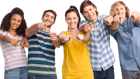 diverse happy students pointing in transparent background - Download Free Stock Videos Pikwizard.com