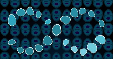 Double Helix DNA over Abstract Cellular Pattern