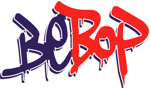 Colorful graffiti logo bebop text on transparent backdrop