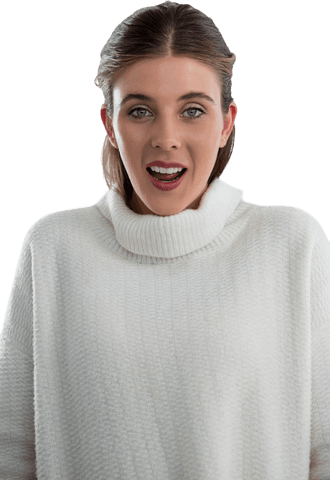 transparent portrait of surprised woman in cozy sweater - Download Free Stock Videos Pikwizard.com