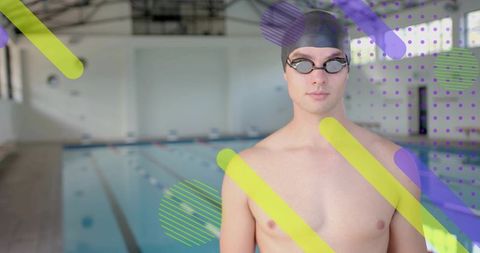 Competitive swimmer prepares for training in aquatic center