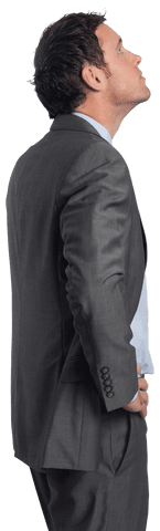 Transparent Confident Businessman Posing With Hand on Hip