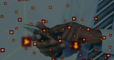 Businessman Engaging with Global Social Media Network