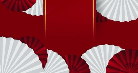 Chinese New Year Fan Pattern with Red Background