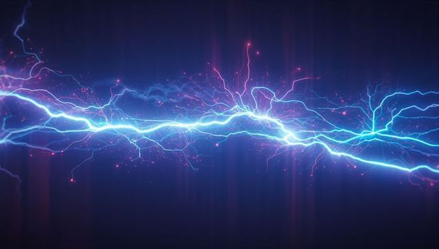 Futuristic neon electric bolt with pink sparks