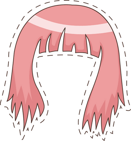 Trendy pink hairpiece sticker with transparent background for fashion use
