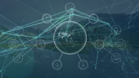 Global Connection Interface on Mountain Landscape