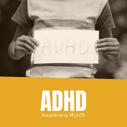 child holding adhd sign for awareness month campaign - Download Free Stock Templates Pikwizard.com