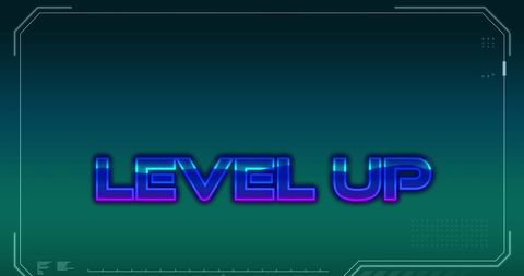 Futuristic Level Up Banner with Green Blue Gradient Background - Download Free Stock Images Pikwizard.com