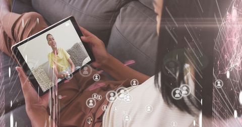 Virtual connection concept with digital tablet video call