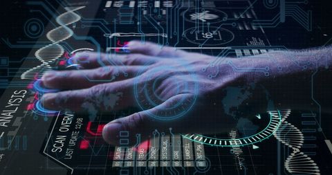 hand scanning technology interface for network security - Download Free Stock Images Pikwizard.com
