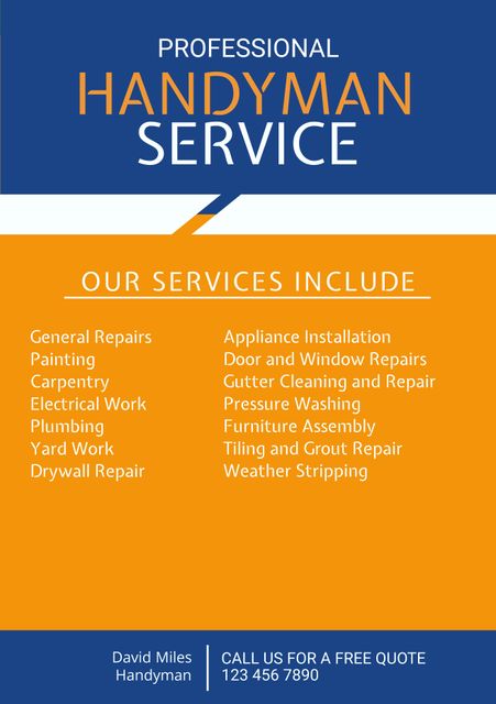 Professional Handyman Service Flyer with Bold Colors and Service List - Download Free Stock Videos Pikwizard.com