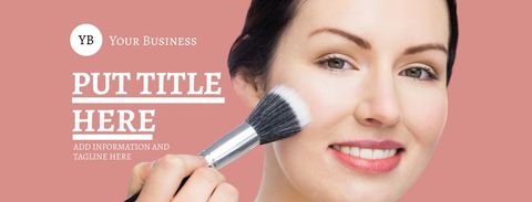Smiling Woman Gently Applying Makeup with Brush - Download Free Stock Templates Pikwizard.com