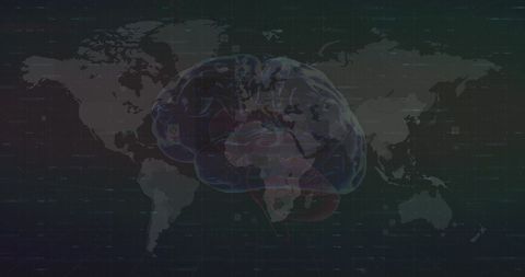 Futuristic Brain Overlay on World Map Background - Download Free Stock Images Pikwizard.com