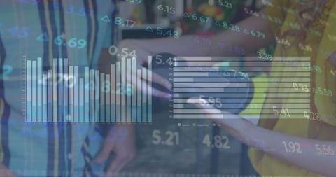 Analyzing data with tablet in outdoor business collaboration