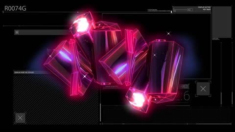 3D Glowing Geometric Shapes with Futuristic Data Display