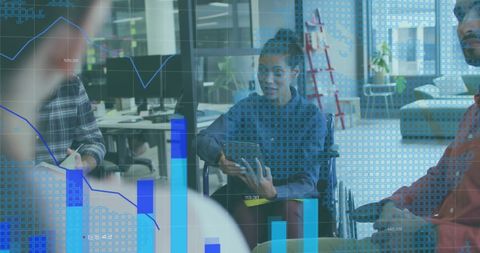 Diverse Business Team Analyzing Digital Financial Data