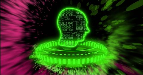 Digital Head with Binary Code in Virtual Space - Download Free Stock Images Pikwizard.com