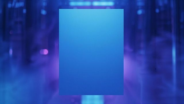 Glowing blue digital panel in futuristic data center
