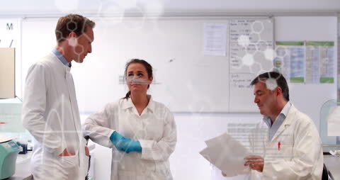 Doctors Collaborating in Research Setting with Digital Interface