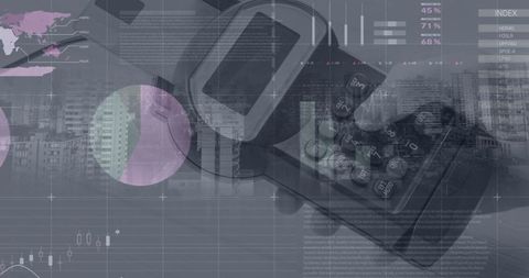 Financial technology overlay with payment terminal and graphs