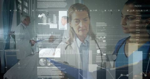 Doctors Analyzing Holographic Data in Modern Medical Enviroment