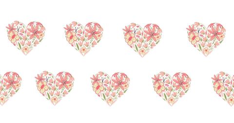 Seamless Floral Heart Pattern on White Background