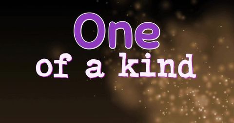 One of Kind Purple Headline on Dark Bokeh Background with Golden Glow