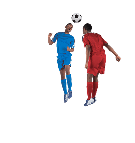 Transparent football players competing for ball