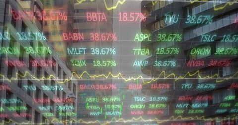 Financial Data Overlay on Urban Cityscape