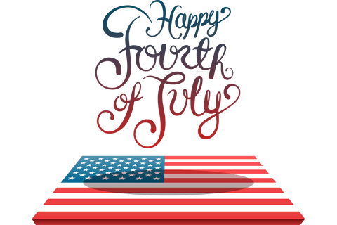 Happy Fourth of July Text with USA Flag on Transparent Background