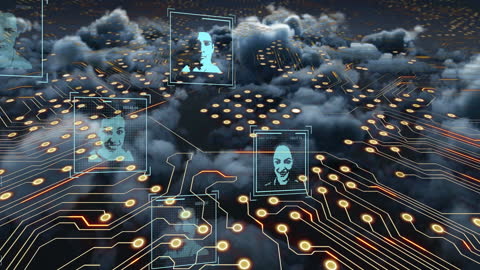 Technological Network with Digital User Faces on Circuitry