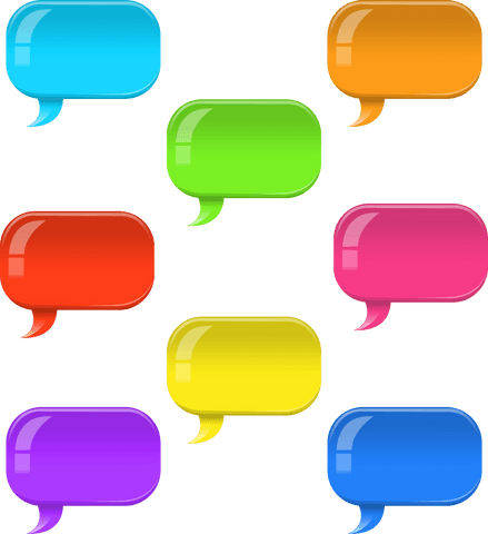 Colorful Text Bubbles on Transparent Background for Communication Design