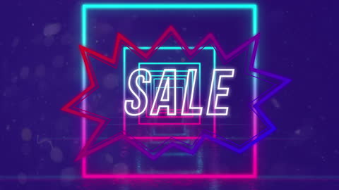 Vibrant Neon Sale Animation with Retro Futuristic Design